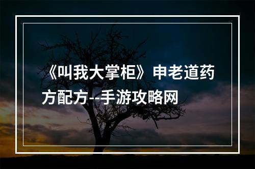 《叫我大掌柜》申老道药方配方--手游攻略网