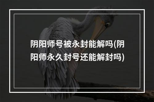 阴阳师号被永封能解吗(阴阳师永久封号还能解封吗)