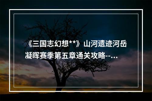 《三国志幻想**》山河遗迹河岳凝晖赛季第五章通关攻略--手游攻略网