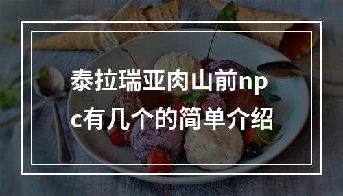 泰拉瑞亚肉山前npc有几个的简单介绍