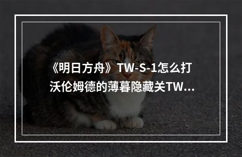 《明日方舟》TW-S-1怎么打 沃伦姆德的薄暮隐藏关TW-S-1低配攻略--游戏攻略网