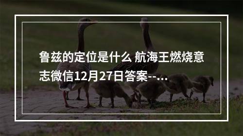 鲁兹的定位是什么 航海王燃烧意志微信12月27日答案--游戏攻略网