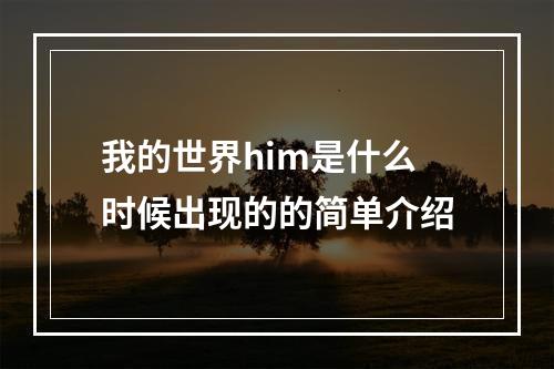 我的世界him是什么时候出现的的简单介绍