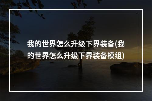 我的世界怎么升级下界装备(我的世界怎么升级下界装备模组)