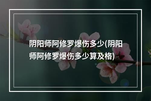 阴阳师阿修罗爆伤多少(阴阳师阿修罗爆伤多少算及格)