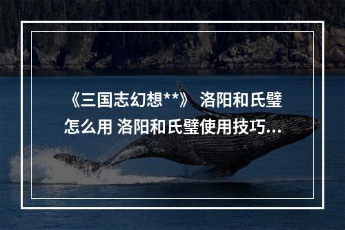 《三国志幻想**》 洛阳和氏璧怎么用 洛阳和氏璧使用技巧--游戏攻略网