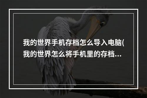 我的世界手机存档怎么导入电脑(我的世界怎么将手机里的存档导入到电脑里)