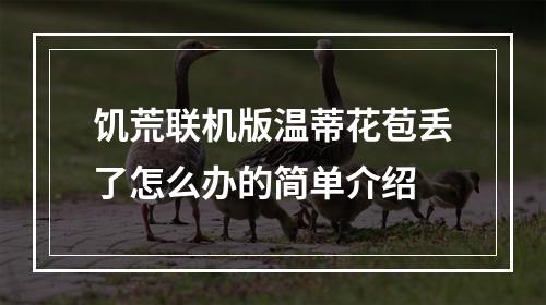 饥荒联机版温蒂花苞丢了怎么办的简单介绍