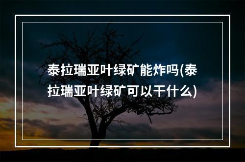 泰拉瑞亚叶绿矿能炸吗(泰拉瑞亚叶绿矿可以干什么)