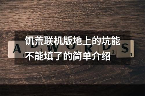 饥荒联机版地上的坑能不能填了的简单介绍