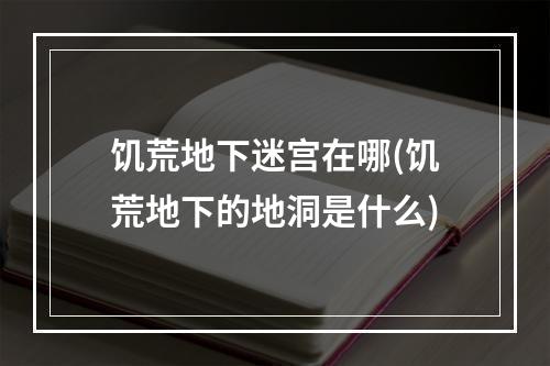 饥荒地下迷宫在哪(饥荒地下的地洞是什么)