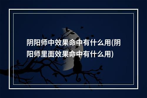 阴阳师中效果命中有什么用(阴阳师里面效果命中有什么用)