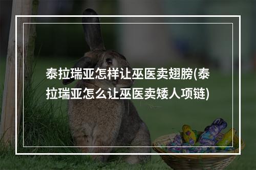 泰拉瑞亚怎样让巫医卖翅膀(泰拉瑞亚怎么让巫医卖矮人项链)