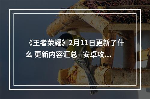 《王者荣耀》2月11日更新了什么 更新内容汇总--安卓攻略网