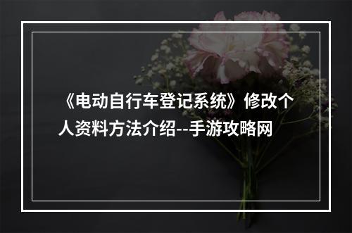 《电动自行车登记系统》修改个人资料方法介绍--手游攻略网