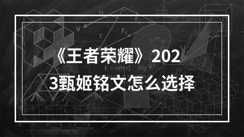 《王者荣耀》2023甄姬铭文怎么选择