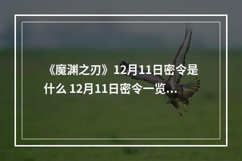 《魔渊之刃》12月11日密令是什么 12月11日密令一览--手游攻略网