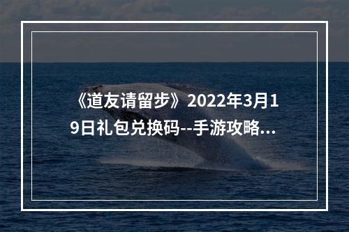 《道友请留步》2022年3月19日礼包兑换码--手游攻略网