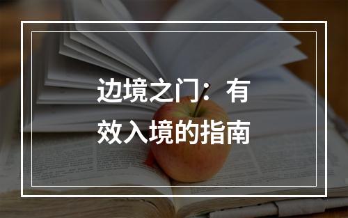 边境之门：有效入境的指南