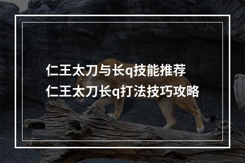 仁王太刀与长q技能推荐 仁王太刀长q打法技巧攻略