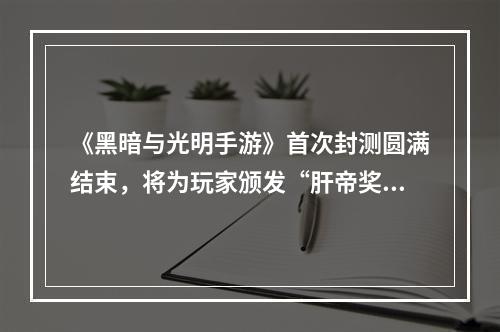 《黑暗与光明手游》首次封测圆满结束，将为玩家颁发“肝帝奖”