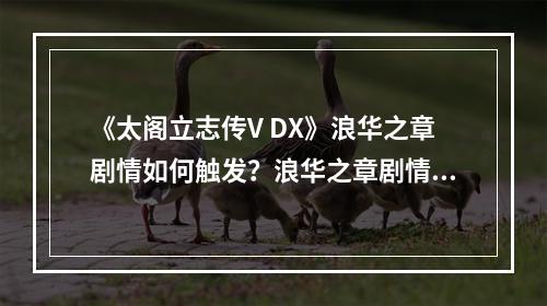 《太阁立志传V DX》浪华之章剧情如何触发？浪华之章剧情触发方法