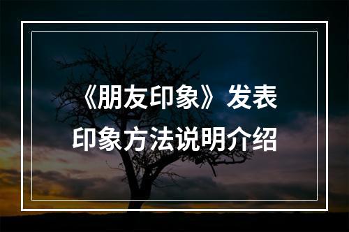 《朋友印象》发表印象方法说明介绍