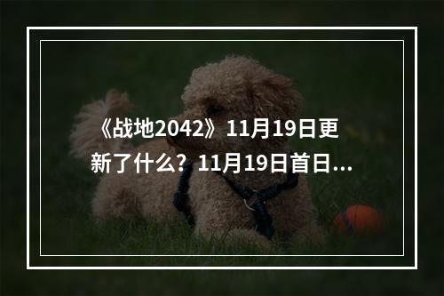 《战地2042》11月19日更新了什么？11月19日首日补丁内容介绍