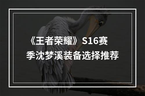 《王者荣耀》S16赛季沈梦溪装备选择推荐