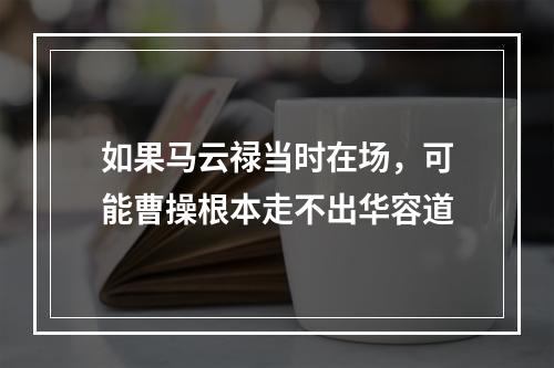 如果马云禄当时在场，可能曹操根本走不出华容道