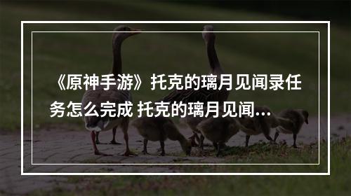 《原神手游》托克的璃月见闻录任务怎么完成 托克的璃月见闻录任务攻略