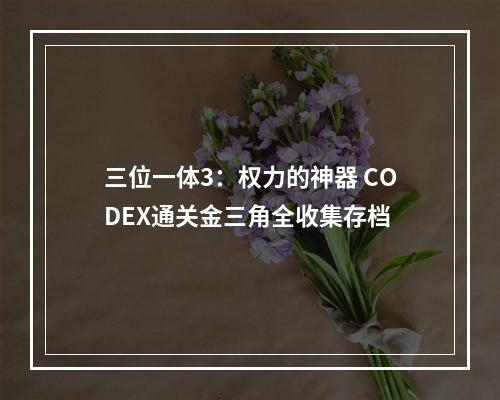 三位一体3：权力的神器 CODEX通关金三角全收集存档