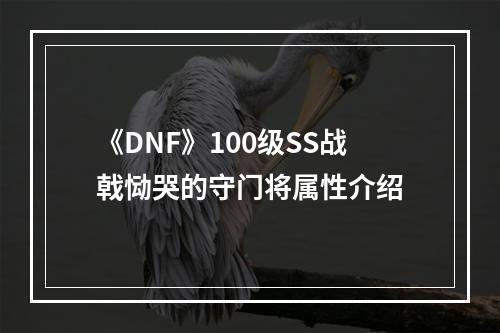 《DNF》100级SS战戟恸哭的守门将属性介绍