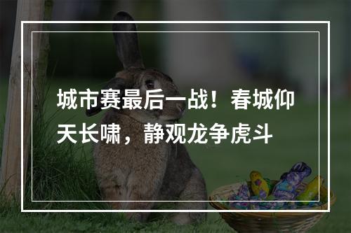 城市赛最后一战！春城仰天长啸，静观龙争虎斗