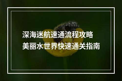 深海迷航速通流程攻略 美丽水世界快速通关指南