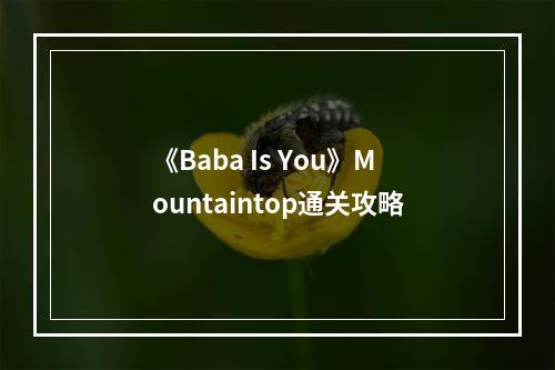 《Baba Is You》Mountaintop通关攻略