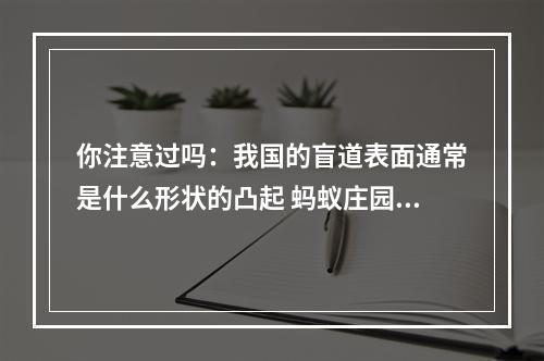 你注意过吗：我国的盲道表面通常是什么形状的凸起 蚂蚁庄园今日答案早知道5月14日