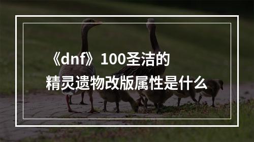 《dnf》100圣洁的精灵遗物改版属性是什么