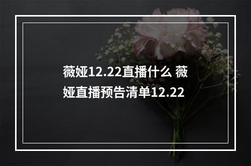 薇娅12.22直播什么 薇娅直播预告清单12.22