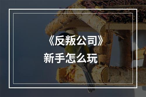 《反叛公司》新手怎么玩