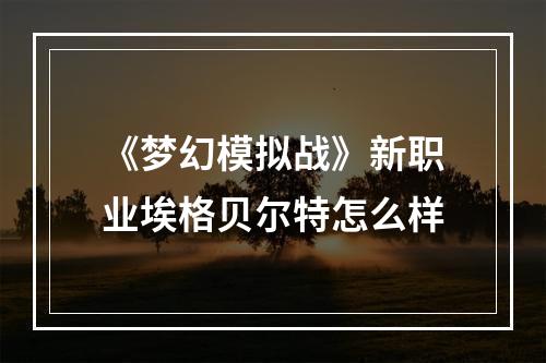 《梦幻模拟战》新职业埃格贝尔特怎么样