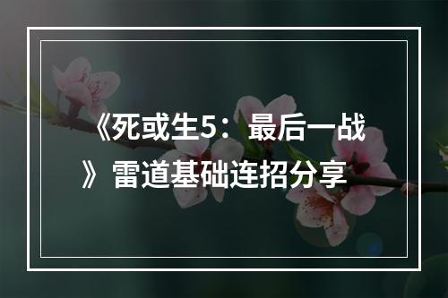 《死或生5：最后一战》雷道基础连招分享