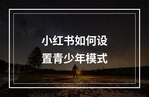 小红书如何设置青少年模式