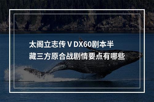 太阁立志传ⅤDX60剧本半藏三方原合战剧情要点有哪些