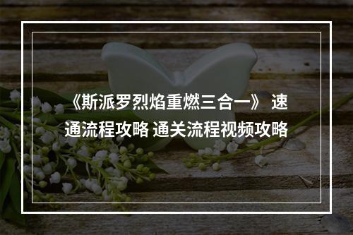 《斯派罗烈焰重燃三合一》 速通流程攻略 通关流程视频攻略