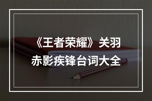 《王者荣耀》关羽赤影疾锋台词大全