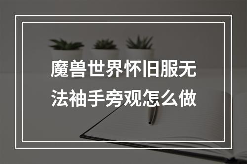 魔兽世界怀旧服无法袖手旁观怎么做