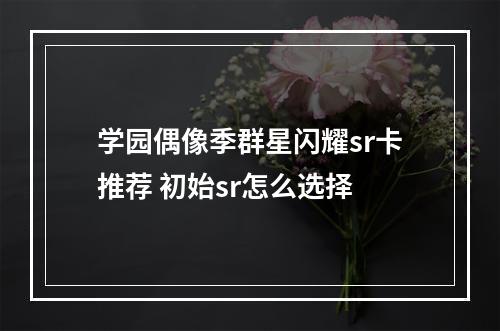 学园偶像季群星闪耀sr卡推荐 初始sr怎么选择