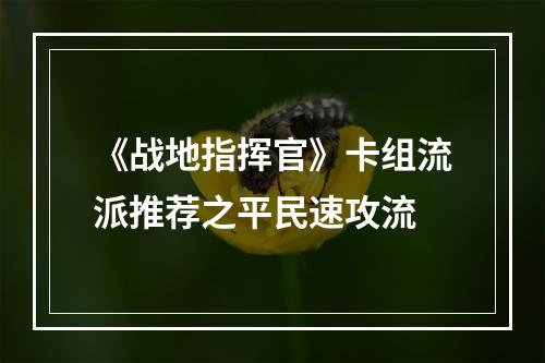 《战地指挥官》卡组流派推荐之平民速攻流