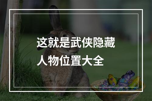 这就是武侠隐藏人物位置大全